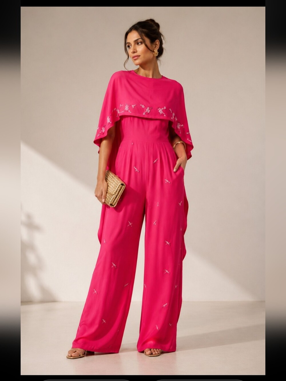 Juicy Couture Black Label Elegant Pink Cape Jumpsuit